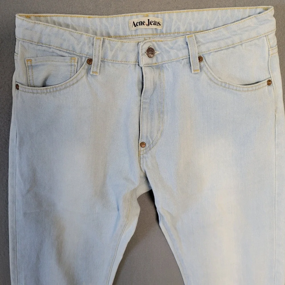 Acne Jeans Light Bleach Wash Slim Denim Trousers Made in Italy 31x31 - Picture 1 of 12